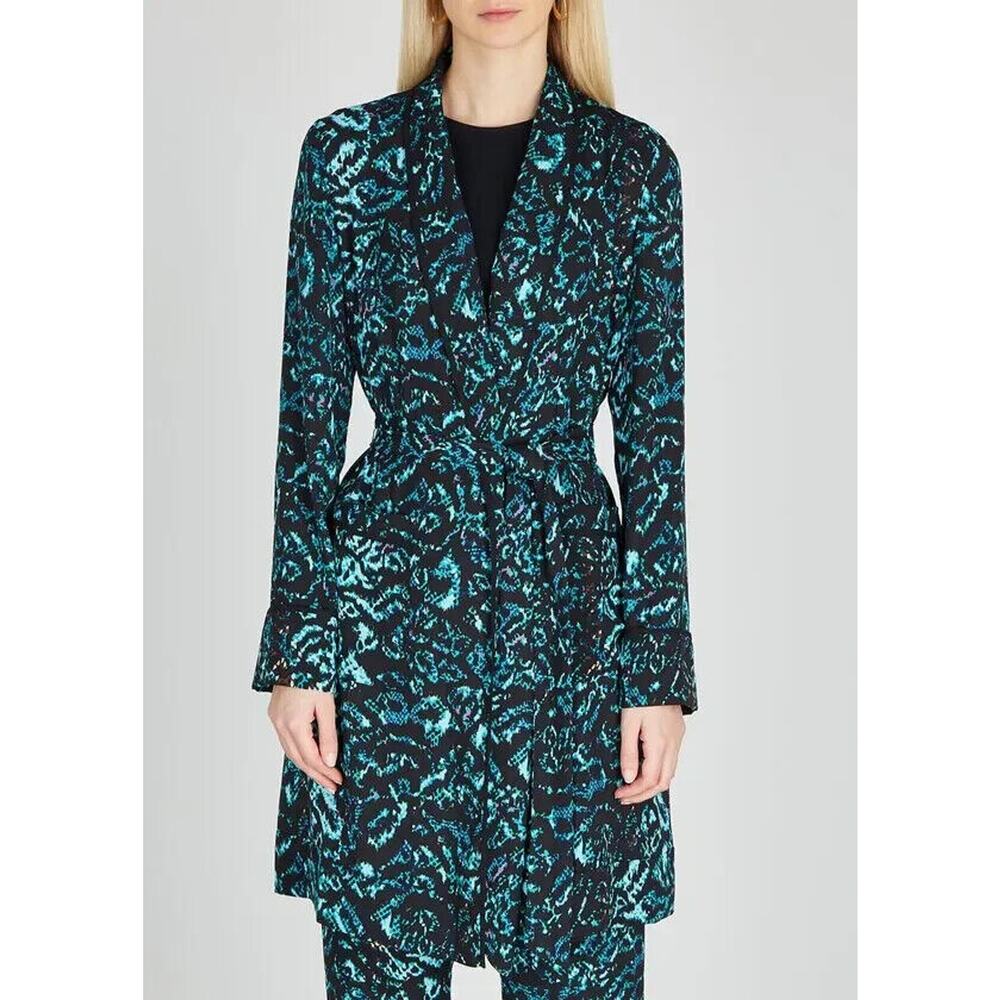 Diane Von Furstenberg Valeria Printed Belted Wrap Jacket Dress Snake Print Med M - Picture 9 of 16
